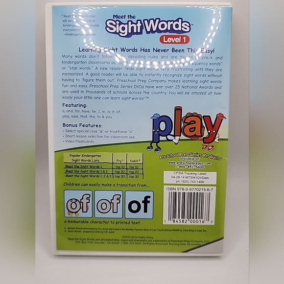Meet the Sight Words Level 1 DVD - Picture 3 of 3